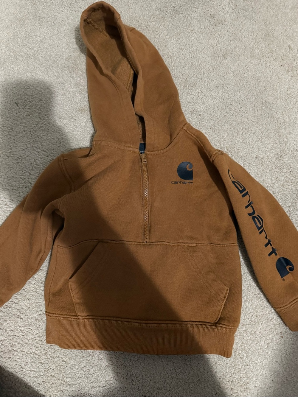 Carhartt Kids Tan Brown Half-Zip Hooded Sweatshirt